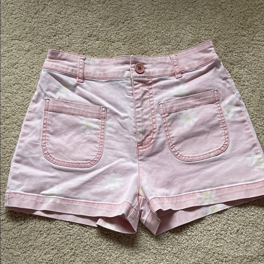 Pink Daisy-Print Girl’s Shorts